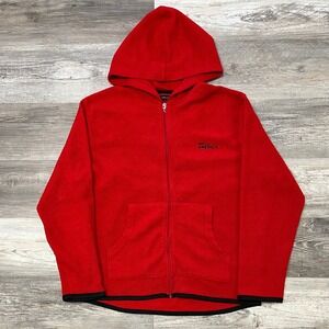 Vintage Perry Ellis America Hoodie Red Black Mens XL Full Zip Fleece Jacket 90s